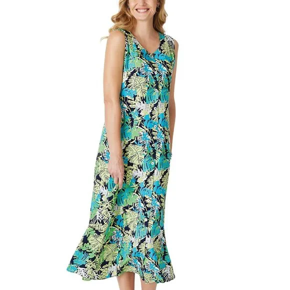 Sara Morgan | Dresses | New Choose Sz Church Office Multicolored Sleeveless  Button Up Flowy Midi Dress | Poshmark